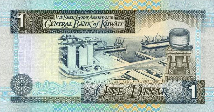 Back of Kuwait p25f: 1 Dinar from 1994