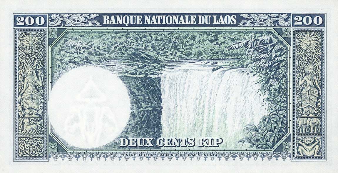 Back of Laos p13b: 200 Kip from 1963