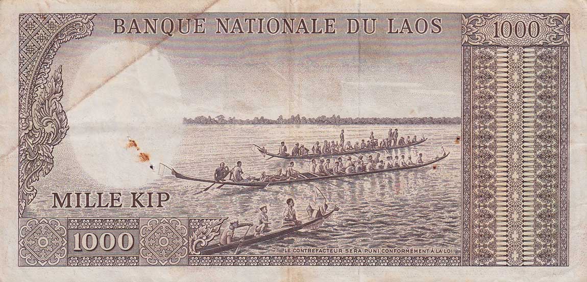 Back of Laos p14a: 1000 Kip from 1963