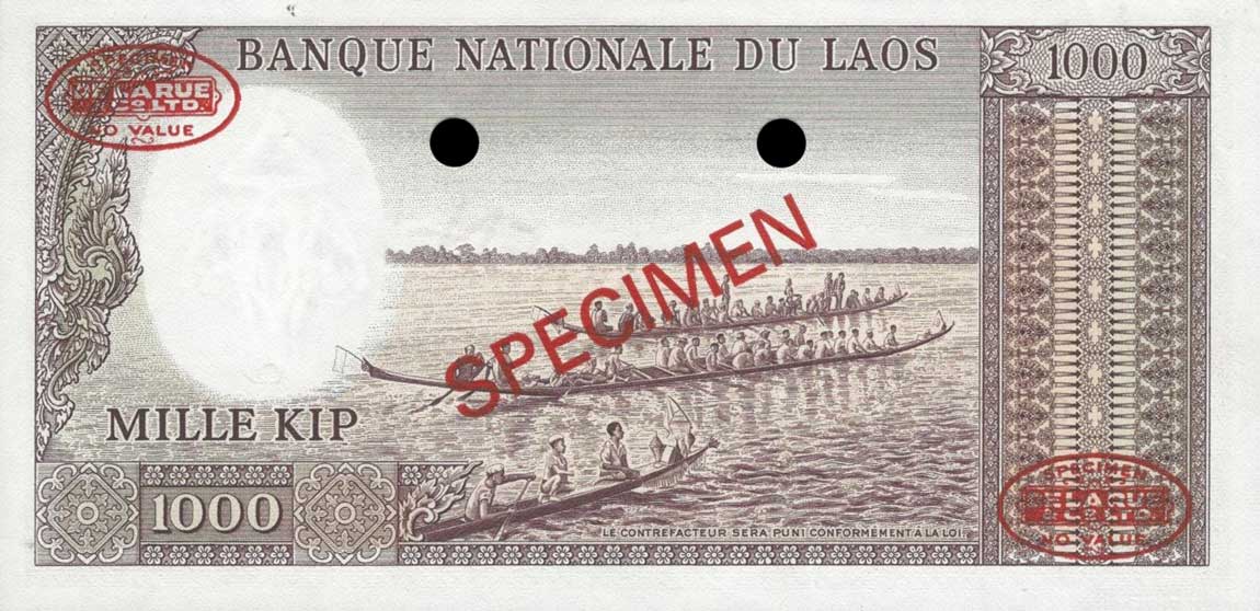 Back of Laos p14s1: 1000 Kip from 1963