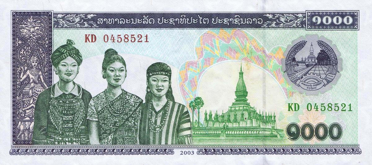 Front of Laos p32Ab: 1000 Kip from 2003