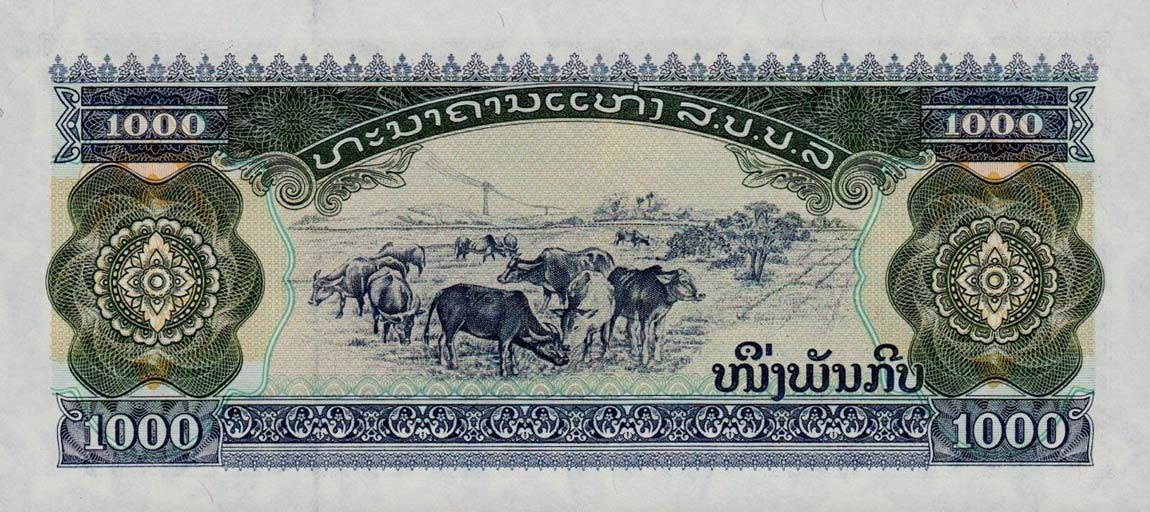 Back of Laos p32d: 1000 Kip from 1996