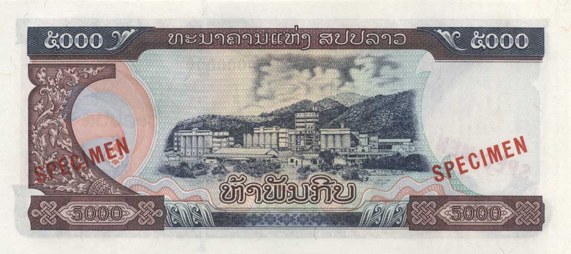 Back of Laos p34s: 5000 Kip from 1997