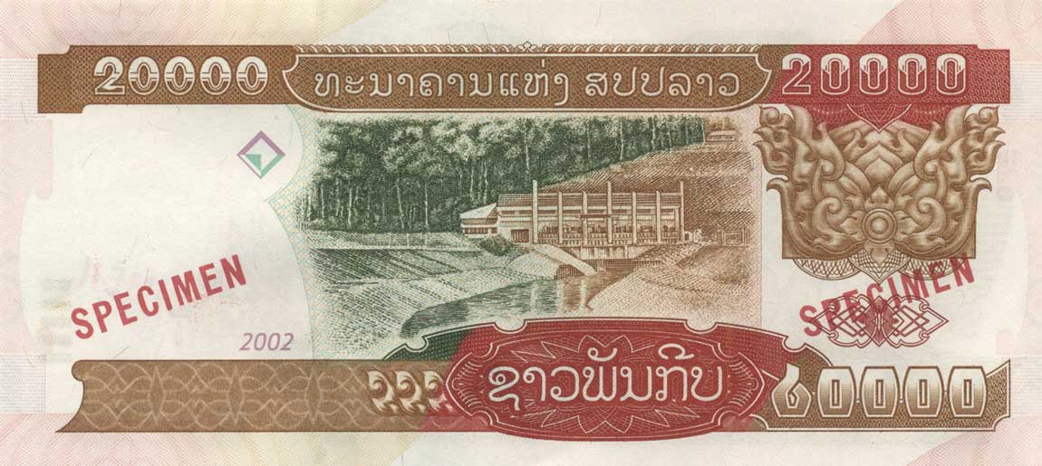 Back of Laos p36s: 20000 Kip from 2002