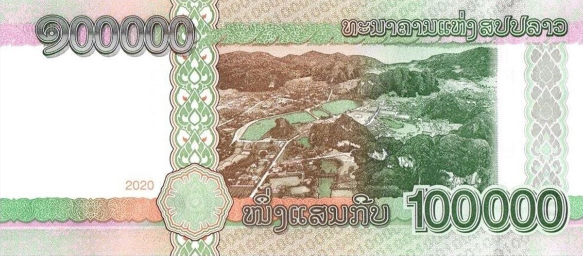 Back of Laos p45: 100000 Kip from 2020