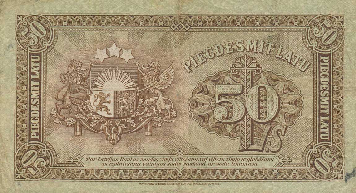 Back of Latvia p16a: 50 Latu from 1924