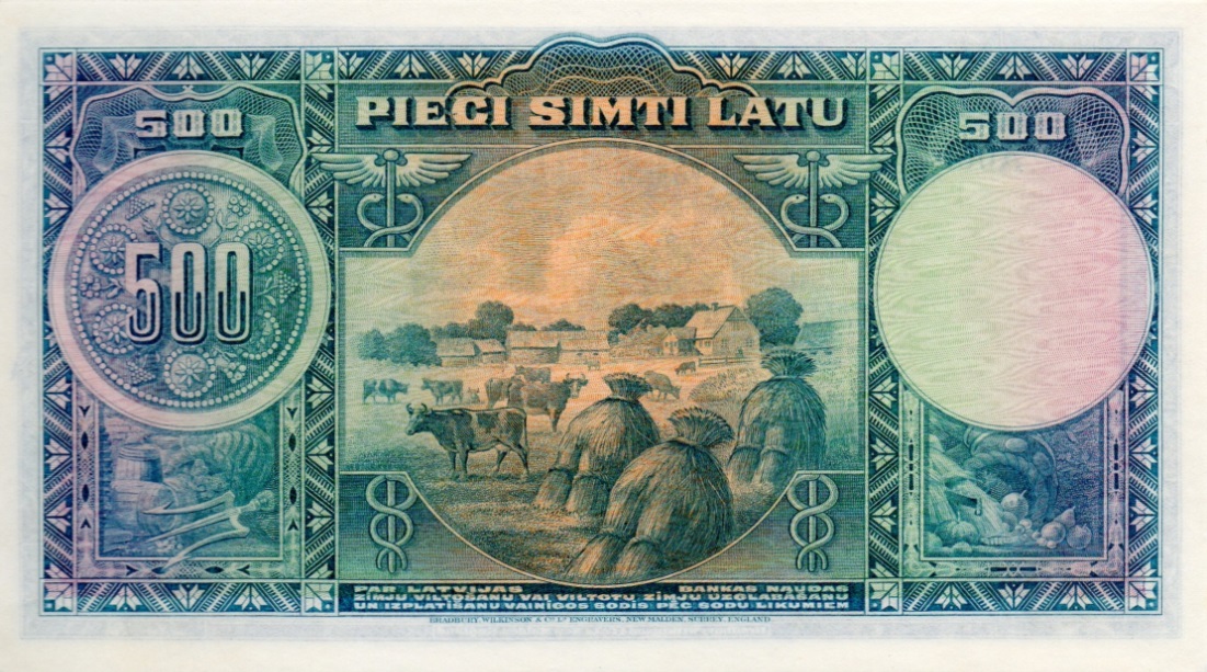 Back of Latvia p19a: 500 Latu from 1929