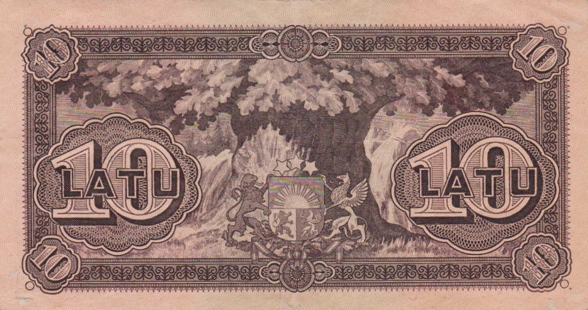 Back of Latvia p24d: 10 Latu from 1925