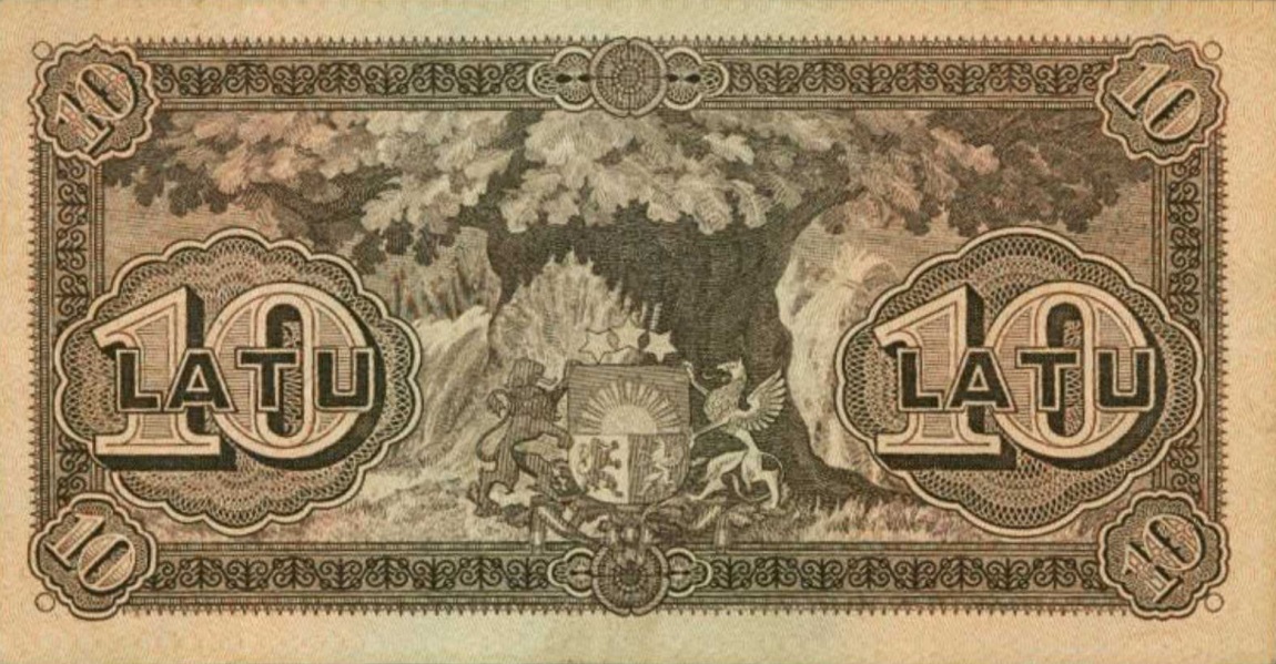 Back of Latvia p24e: 10 Latu from 1925