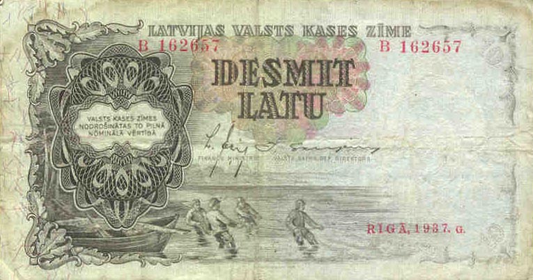 Front of Latvia p29a: 10 Latu from 1937