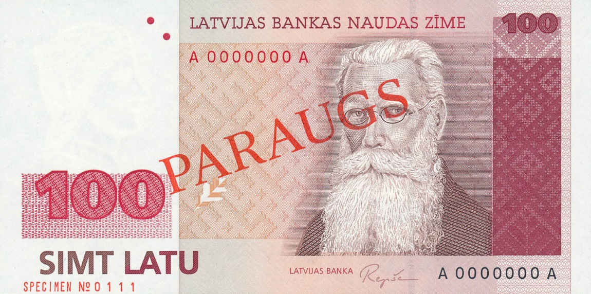 Front of Latvia p47s: 100 Latu from 1992