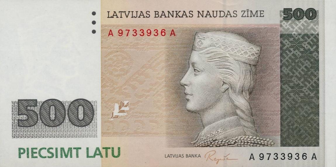 Front of Latvia p48: 500 Latu from 1992