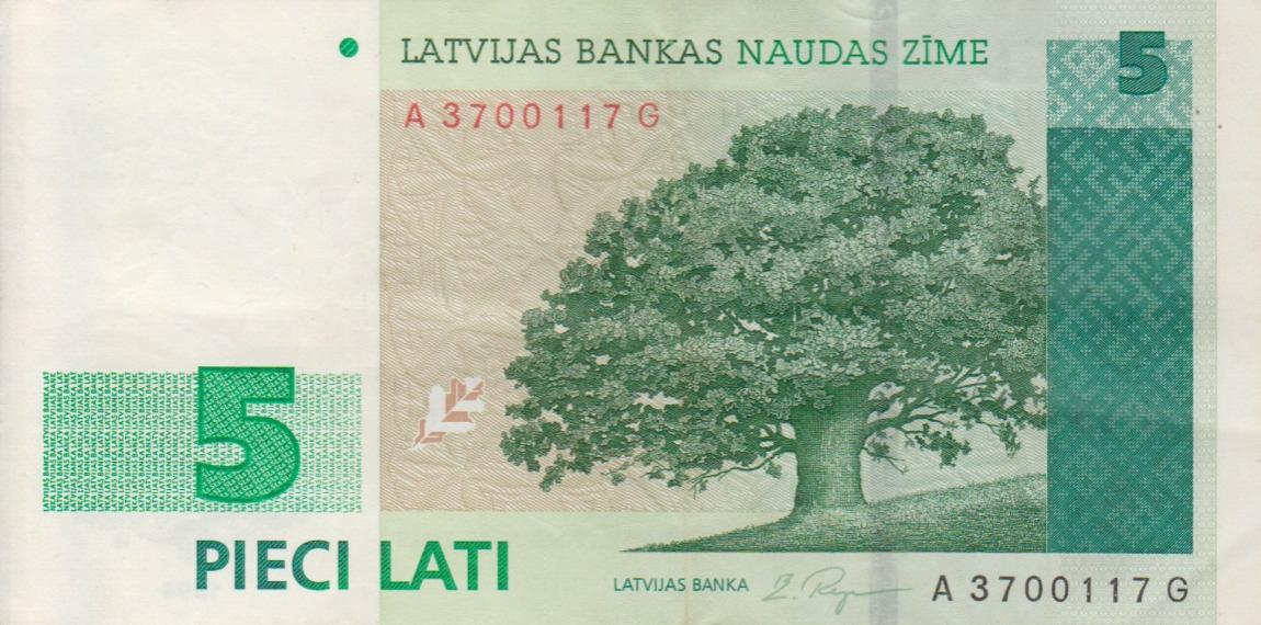 Front of Latvia p49a: 5 Lati from 1996