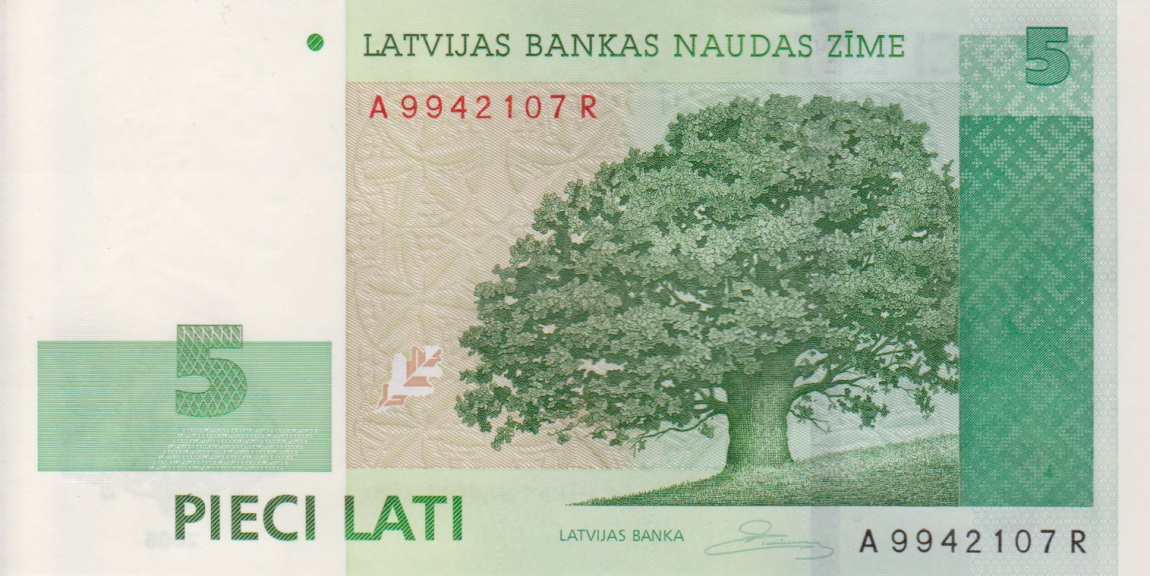 Front of Latvia p53a: 5 Lati from 2006