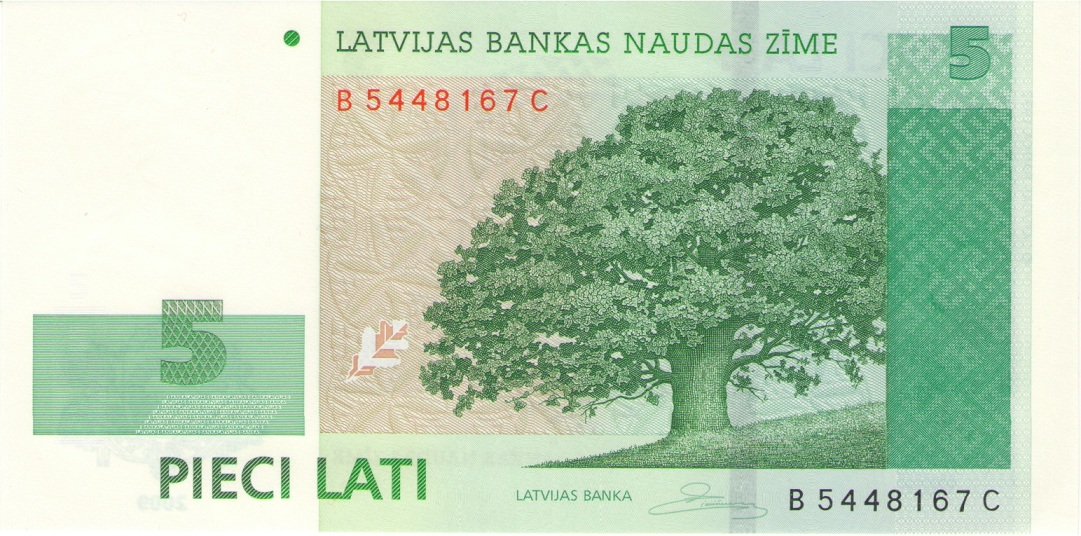 Front of Latvia p53c: 5 Lati from 2009