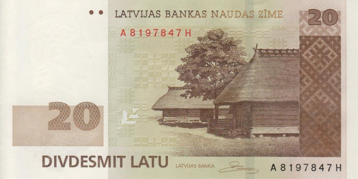 Front of Latvia p55b: 20 Latu from 2009