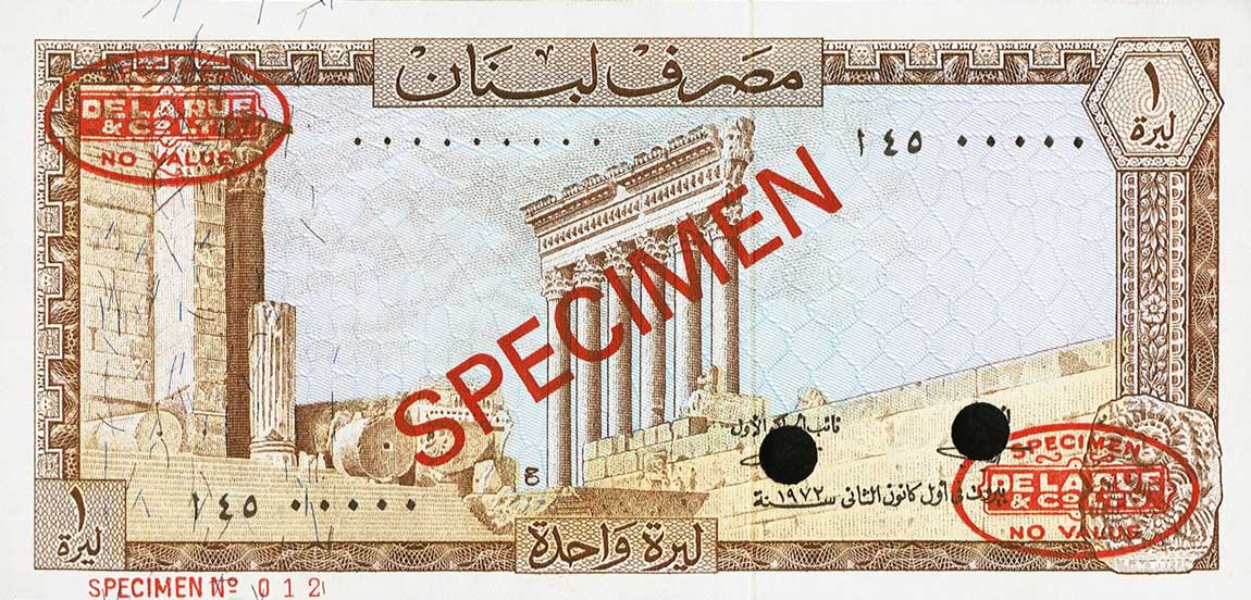 Front of Lebanon p61s: 1 Livre from 1964