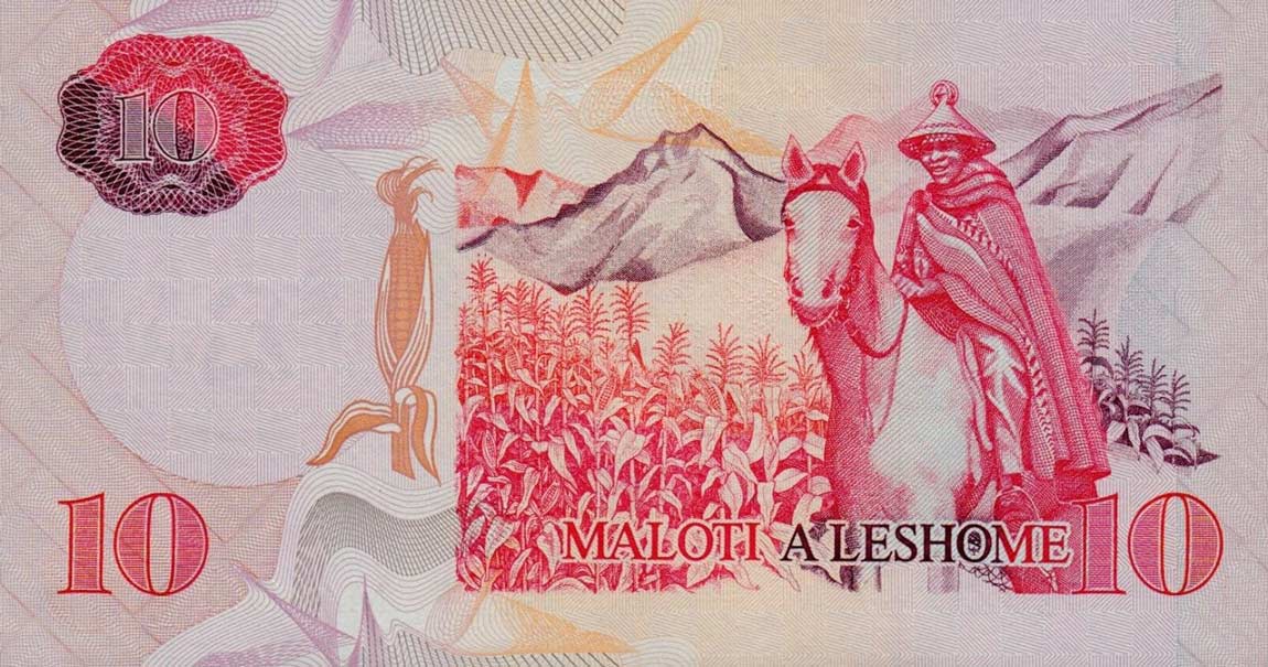 Back of Lesotho p15c: 10 Maloti from 2005