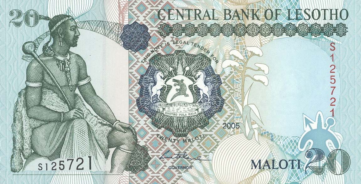 Front of Lesotho p16d: 20 Maloti from 2005