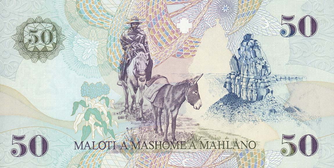 Back of Lesotho p17d: 50 Maloti from 2001