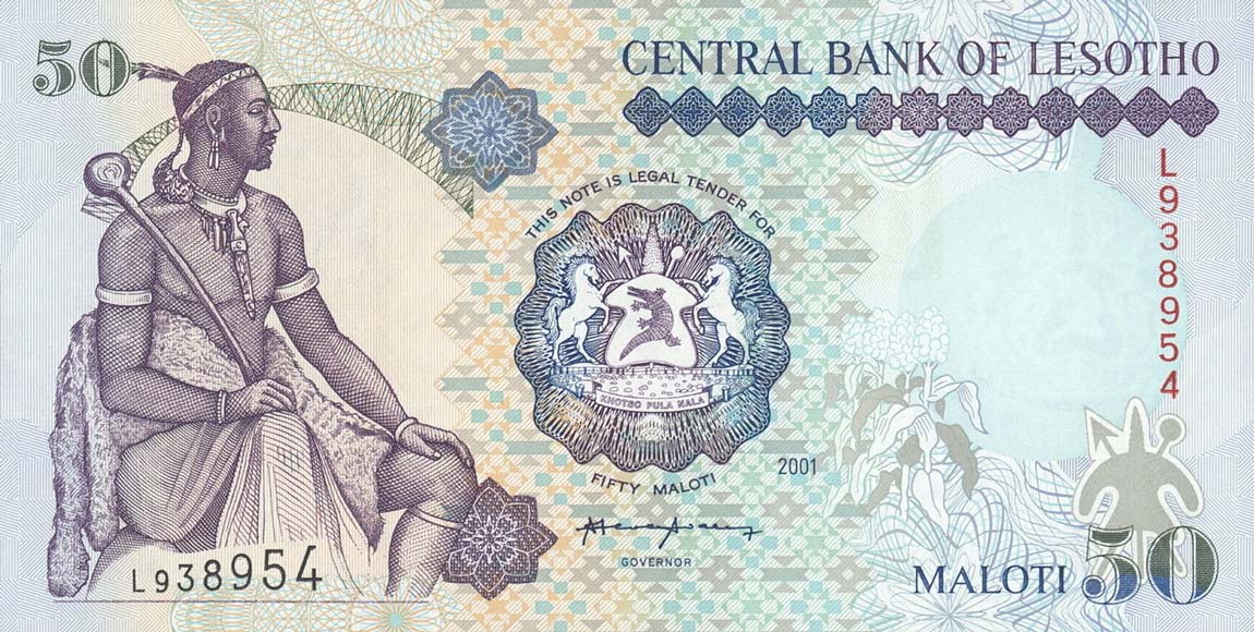 Front of Lesotho p17d: 50 Maloti from 2001