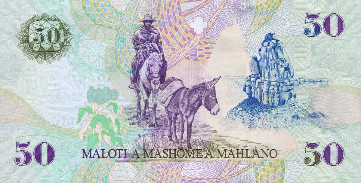 Back of Lesotho p17e: 50 Maloti from 2009