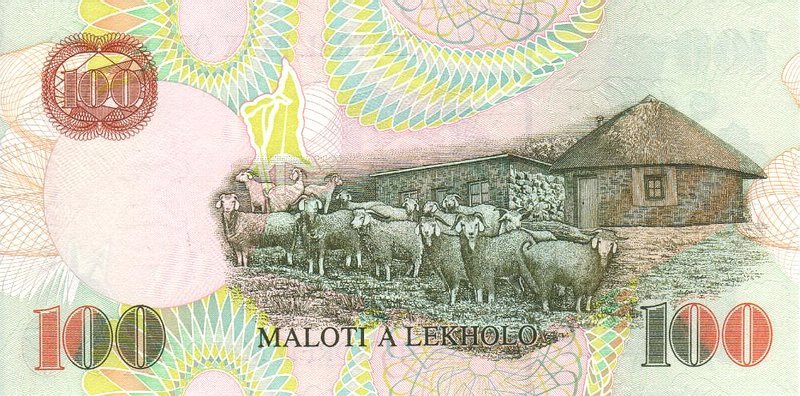 Back of Lesotho p18a: 100 Maloti from 1994