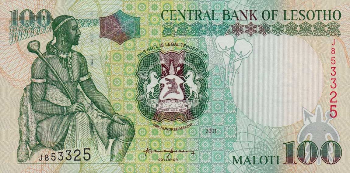 Front of Lesotho p19b: 100 Maloti from 2001