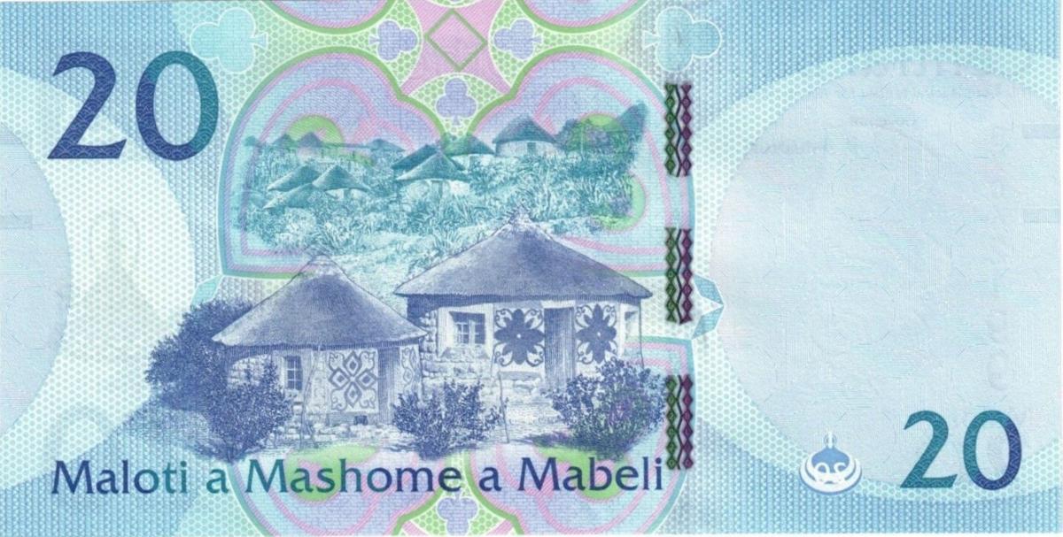 Back of Lesotho p27: 20 Maloti from 2021