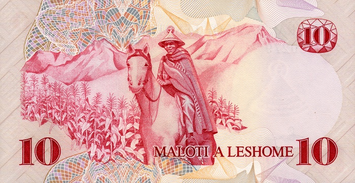 Back of Lesotho p6b: 10 Maloti from 1981