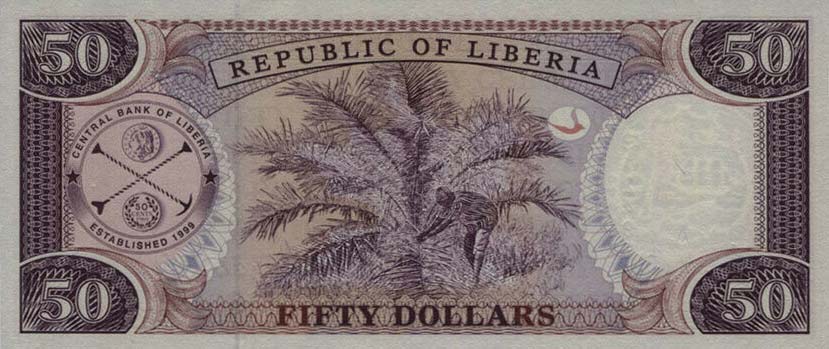 Back of Liberia p24b: 50 Dollars from 2002