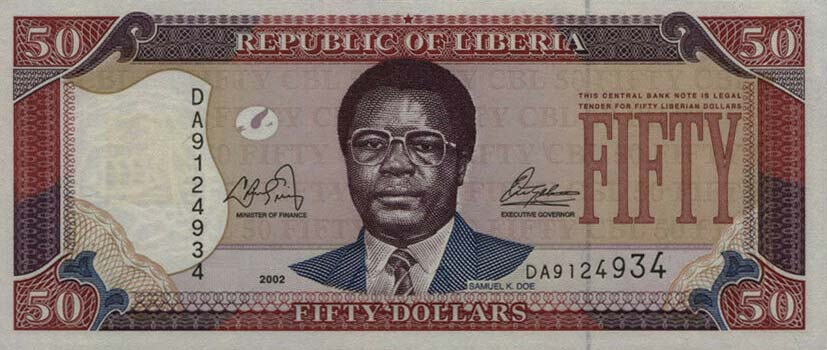 Front of Liberia p24b: 50 Dollars from 2002