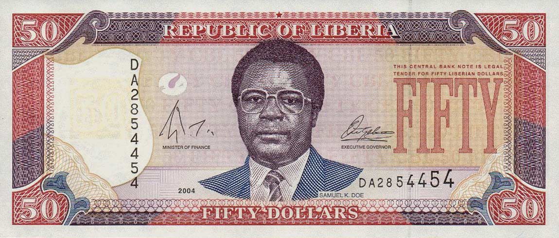 Front of Liberia p29b: 50 Dollars from 2004