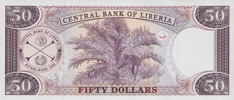 Back of Liberia p29e: 50 Dollars from 2009