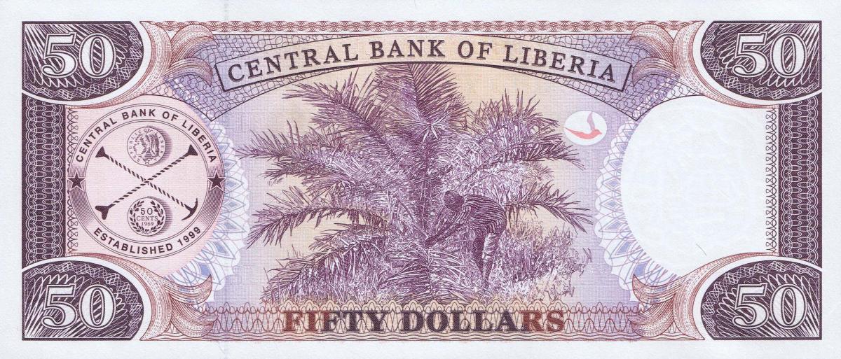 Back of Liberia p29g: 50 Dollars from 2011