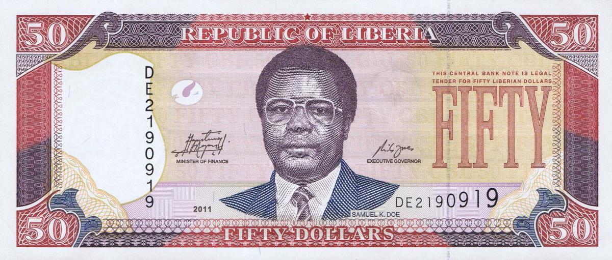 Front of Liberia p29g: 50 Dollars from 2011