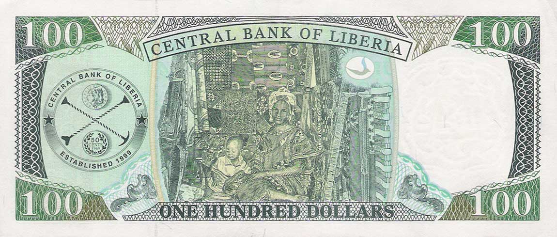 Back of Liberia p30d: 100 Dollars from 2008