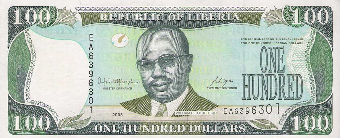 Front of Liberia p30d: 100 Dollars from 2008
