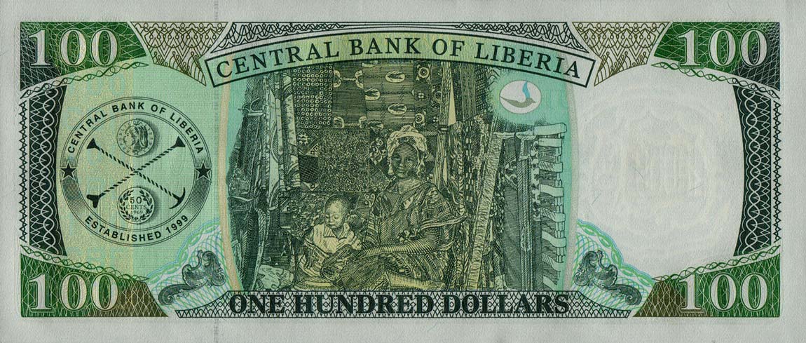 Back of Liberia p30g: 100 Dollars from 2011