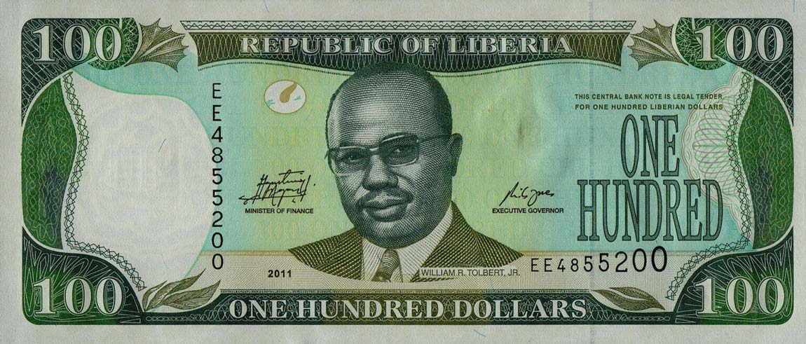 Front of Liberia p30g: 100 Dollars from 2011