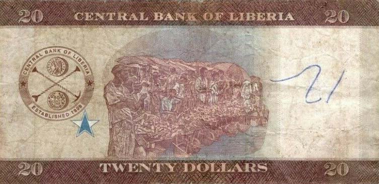 Back of Liberia p33b: 20 Dollars from 2017