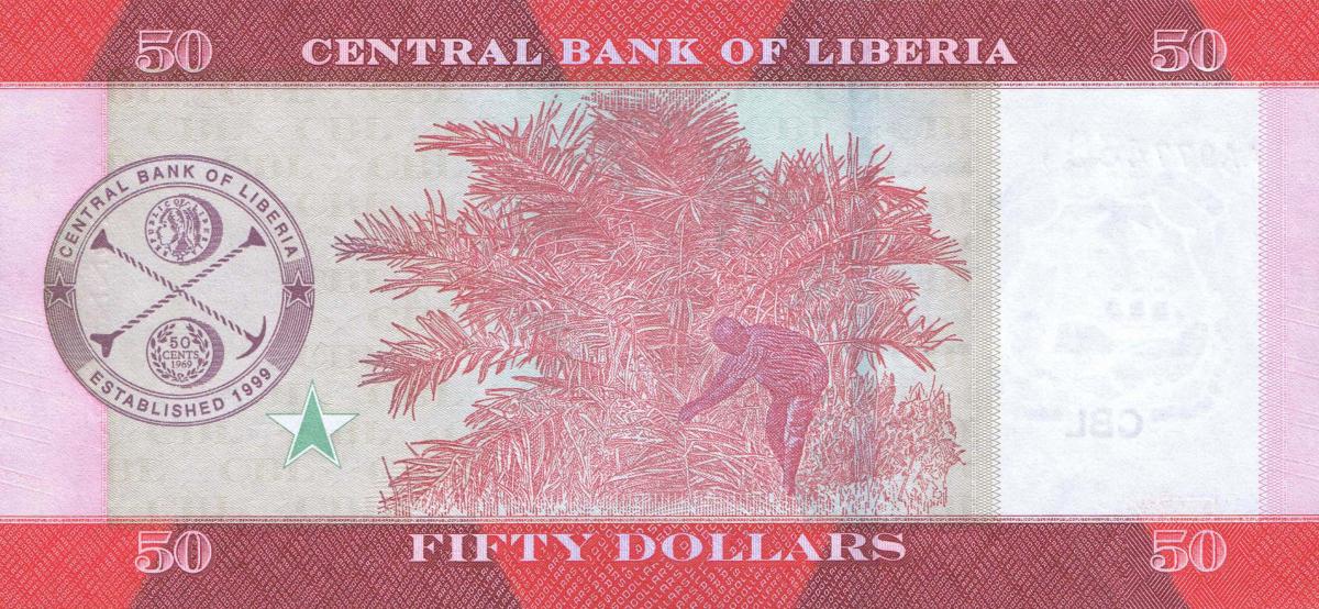 Back of Liberia p34a: 50 Dollars from 2016