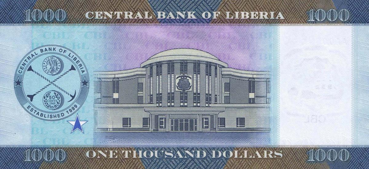 Back of Liberia p39: 1000 Dollars from 2022