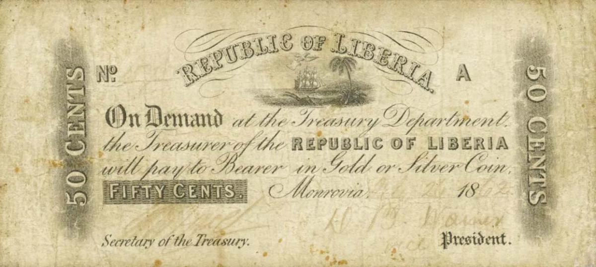 Front of Liberia p6b: 50 Cents from 1862