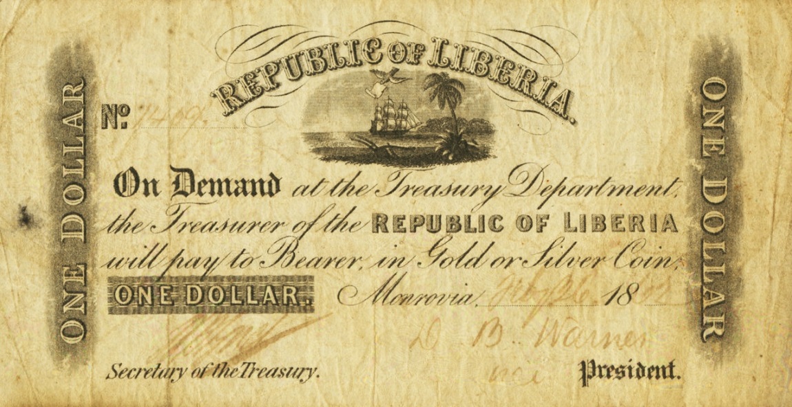 Front of Liberia p7b: 1 Dollar from 1862