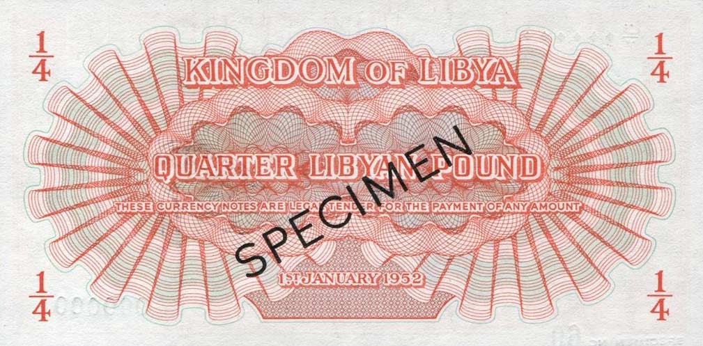 Back of Libya p14s: 0.25 Pound from 1952