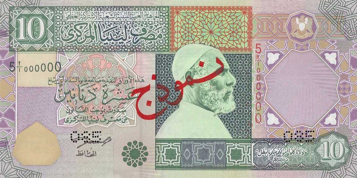 Front of Libya p66s: 10 Dinars from 2002