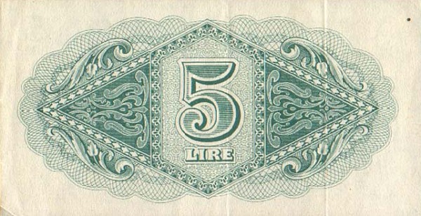 Back of Libya pM3a: 5 Lire from 1943