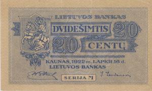 p11a from Lithuania: 20 Centu from 1922