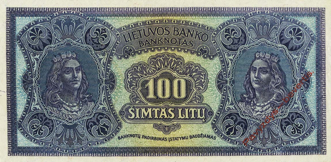 Back of Lithuania p20s3: 100 Litu from 1922